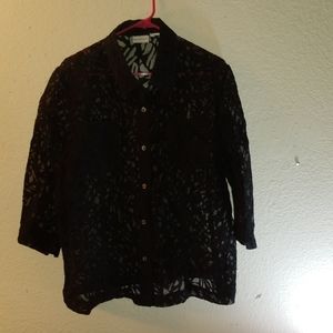 Sheer black blouse, size XL